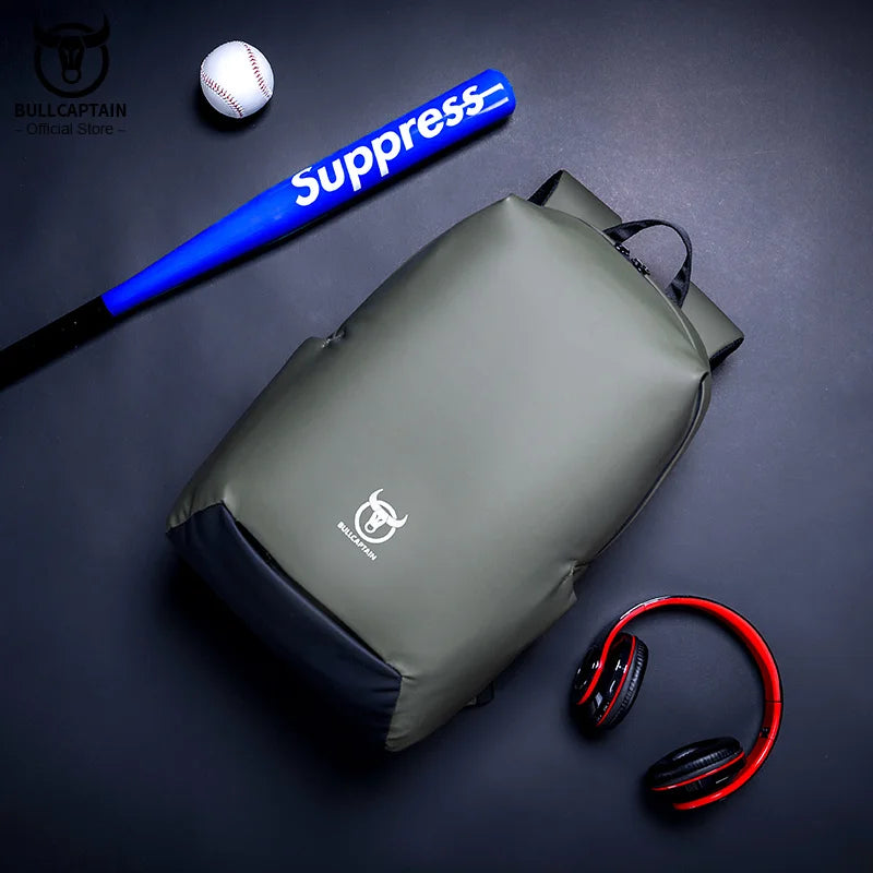 BULLCAPTAIN Men's Fashion Backpack 15.6-in'' Laptop Backpack Male Anti-theft Waterproof School Backpack Man Business Travel Bag