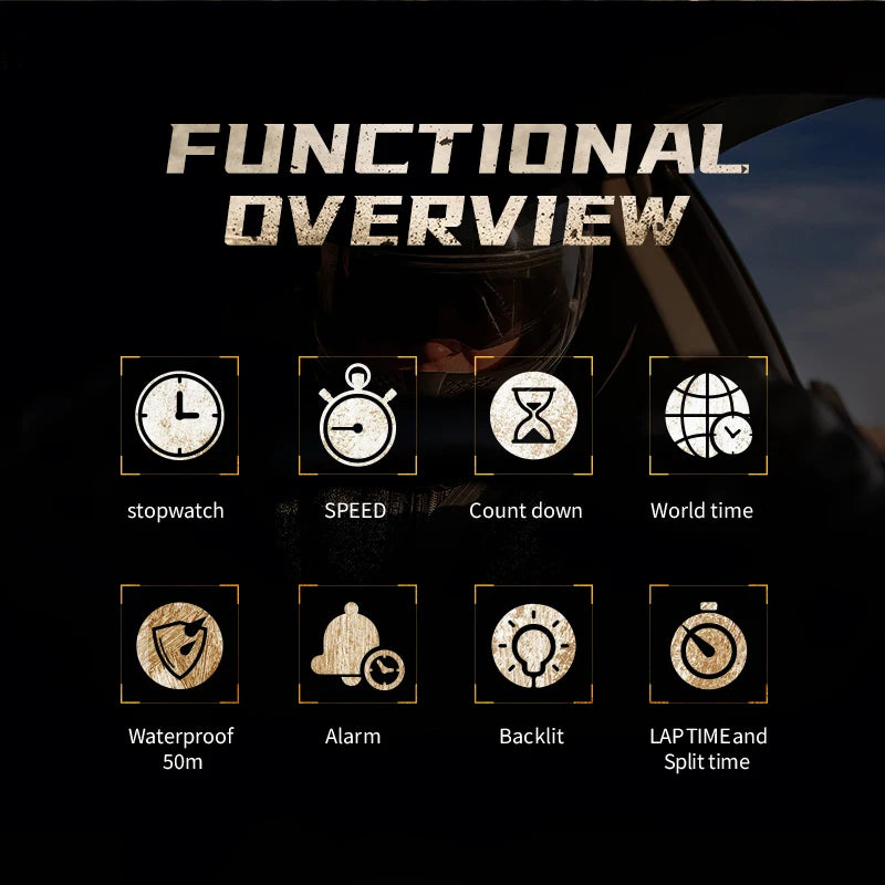 NORTH EDGE Men's Smart Watch Military Waterproof 50M World Time Stopwatch