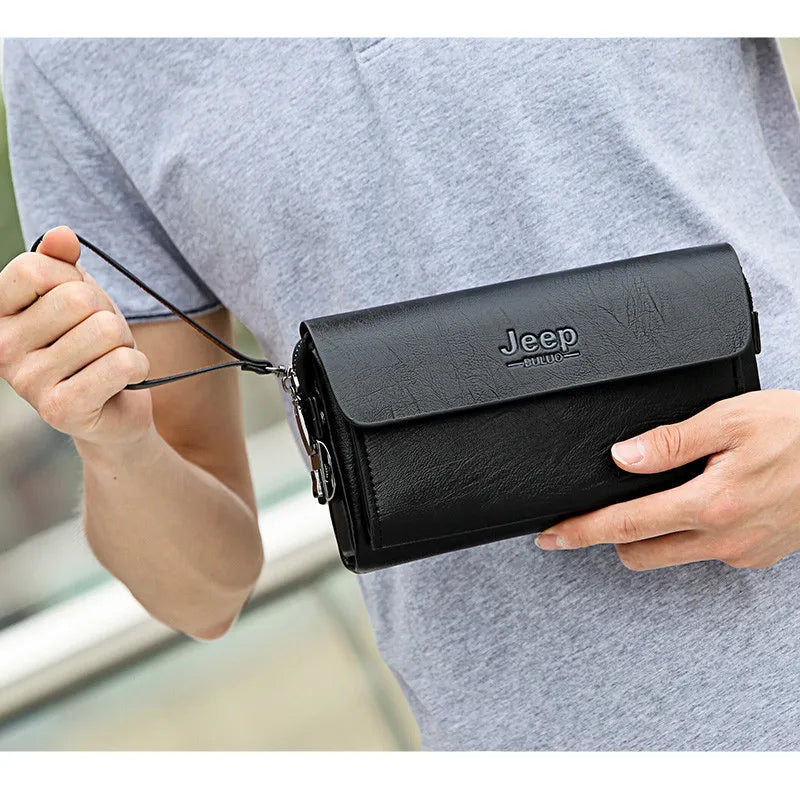 JEEP BULUO Famous Brand Men's Handbags Luxury Bags Phone and Pen Leather Wallets