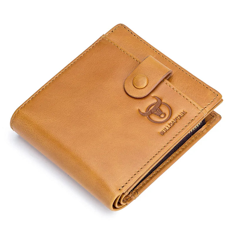 BULLCAPTAIN Genuine Leather Men's Wallet Coin Purse Small Wallet Retro Short Wallet British Casual Multifunction Wallet