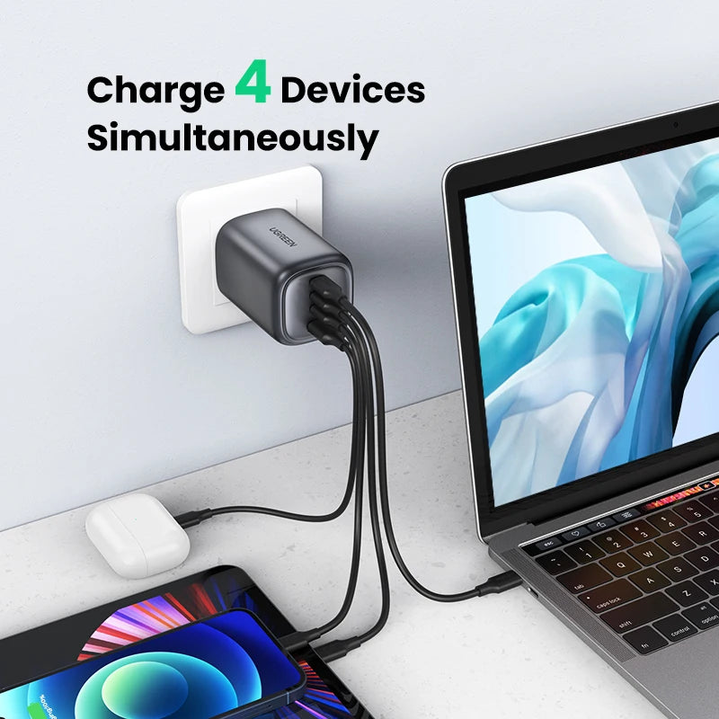 UGREEN UK Plug GaN 100W 65W Fast Charger QC 4.0 3.0  for Macbook Air Tablet iPhone 17 16 15 Pro Max Xiaomi USB Type C PD Charger