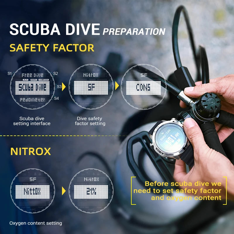 NORTH EDGE Men's Smart Watch Professional Scuba Diving Barometer Computer Watch