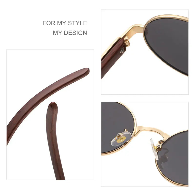 CATERSIDE 2022 Luxury Brand Designer Glasses Man Retro Classic Round Oval Sunglasses Men Fashion Popular Travel Wooden Shades
