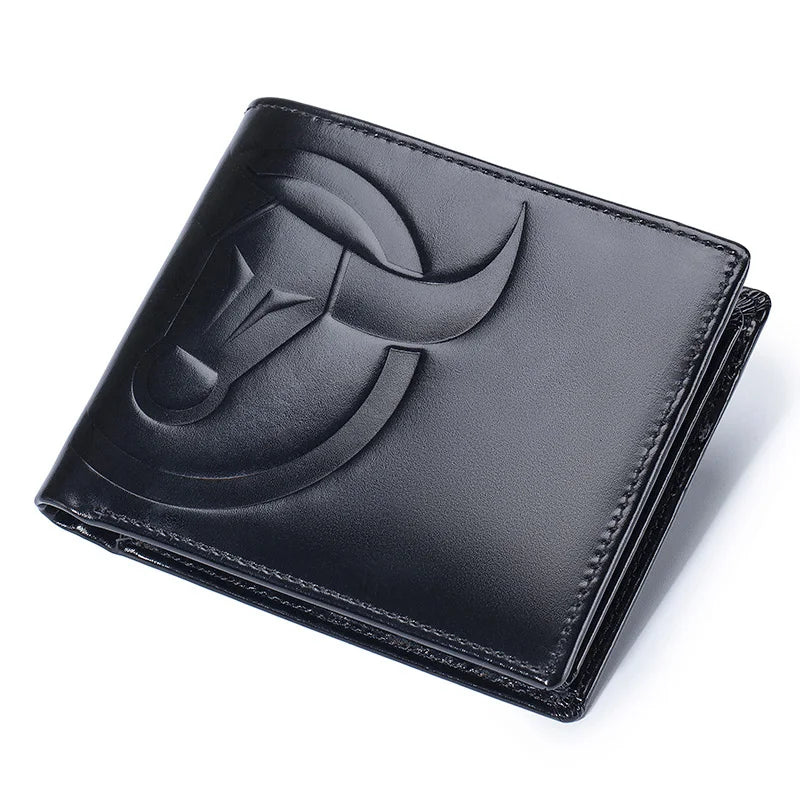 BULLCAPTAIN Fashion Big Logo Man Wallet High Quality RFID Wallet Coin Purse Compact Mini Card Holder Genuine Leather