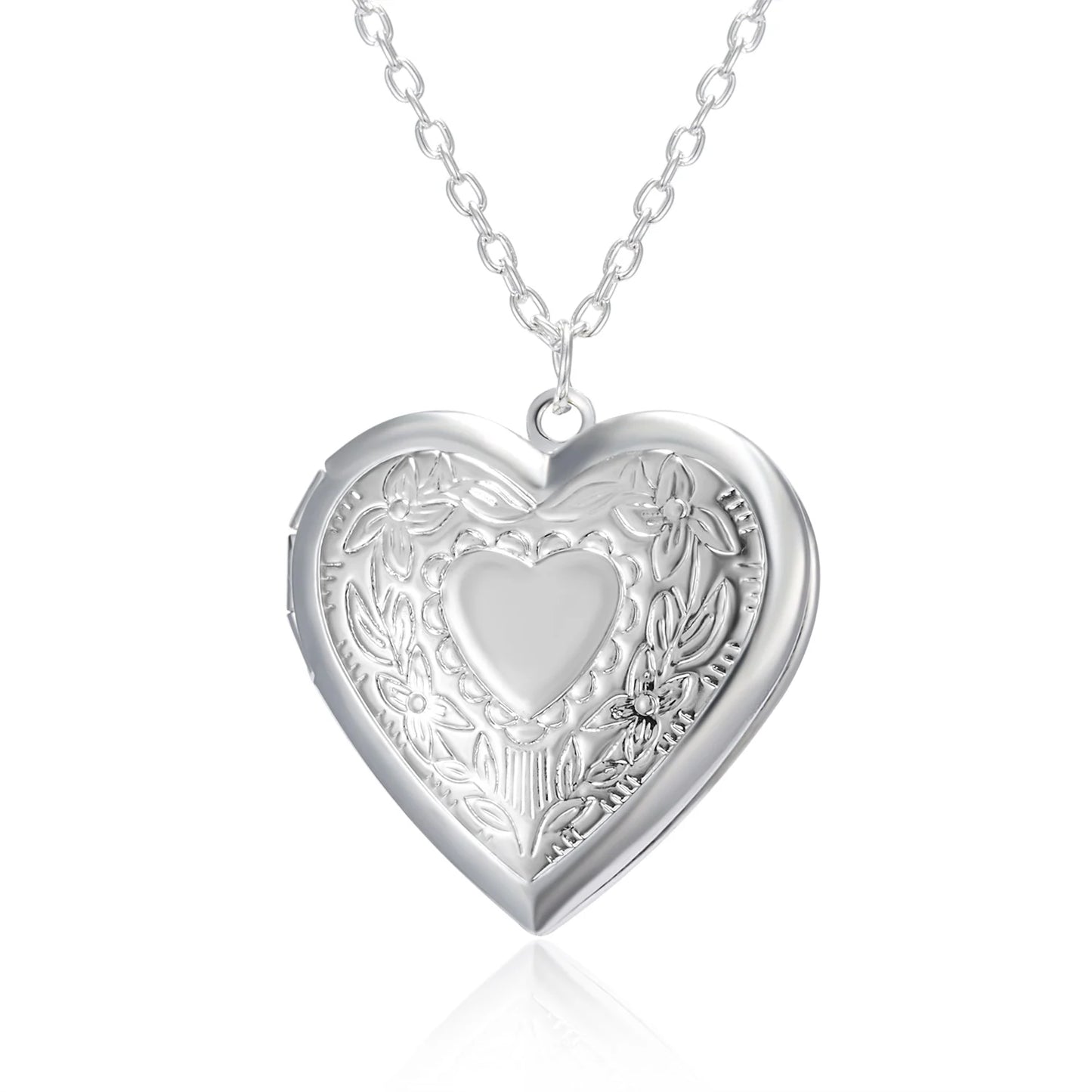 Romantic Cute Heart Photo Frame Pendant Necklace Love Heart Charm Openable Locket Necklaces Women Men Fashion Memorial Jewelry