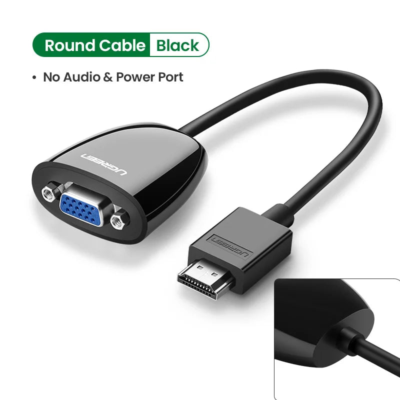 HDMI to VGA Adapter for PS4 Male To Female Converter 1080P, 3.5 Jack TV Box PC