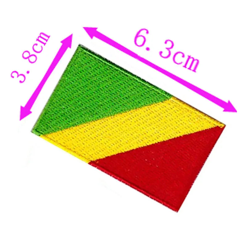 Republic Of The Congo Flag Embroidery Patch 6.3cm Wide Iron On Sew On Backing