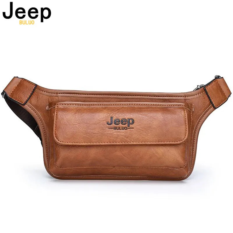 JEEP BULUO Brand Casual Phone Belt Bag Chest Waist Bags Pack Sling Leather Bag