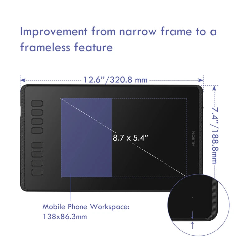 H950P Ultrathin Graphic Digital Tablets Pro-Drawing Pen, Battery-Free Stylus