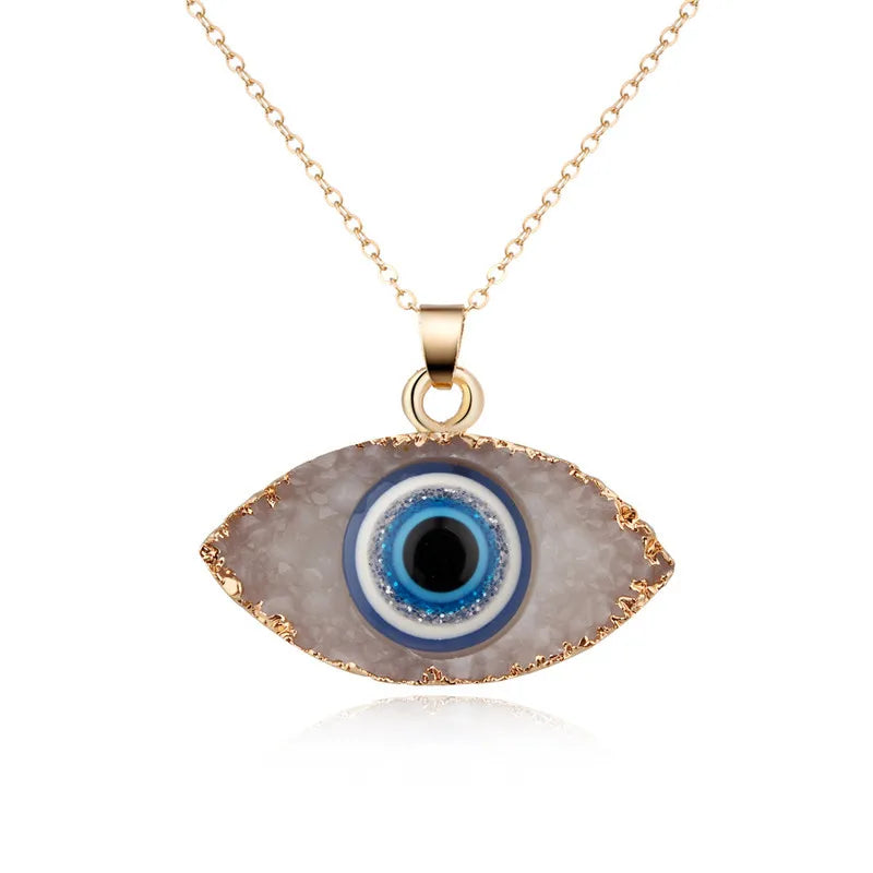 Vintage Turkish Evil Eye Pendant Necklace for Women Fashion Clavicle Chain Statement Necklace Boho Party Jewelry Femme Collares