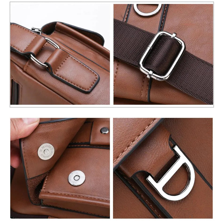 JEEPBULUO Brand Casual Leather Crossbody Bags Men Shoulder Messenger Bag Sets