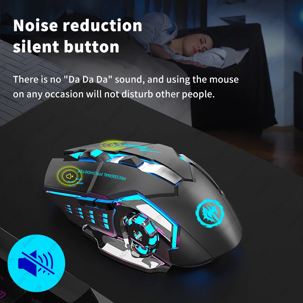 Rechargeable Wireless Bluetooth Gaming E-Sports Mouse USB Silent Backlit for PC