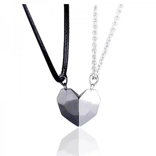 Minimalist Lovers Matching Friendship Love Heart Pendant Necklace Magnetic Distance Couple Necklace Jewelry Anniversary Gift