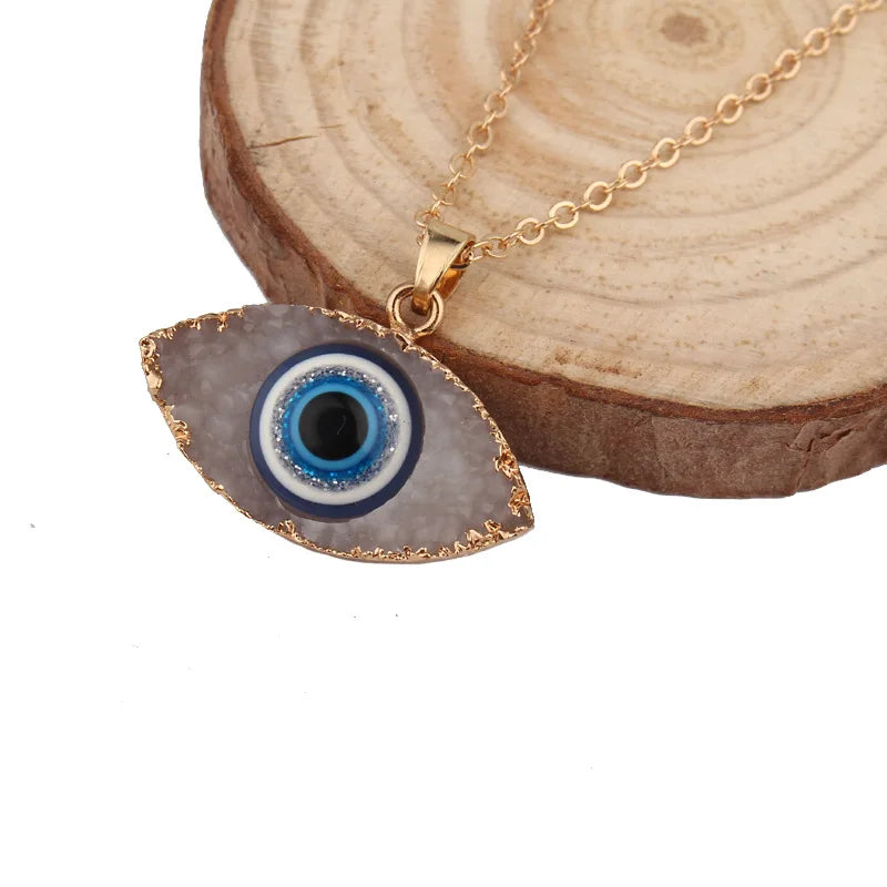 Vintage Turkish Evil Eye Pendant Necklace for Women Fashion Clavicle Chain Statement Necklace Boho Party Jewelry Femme Collares