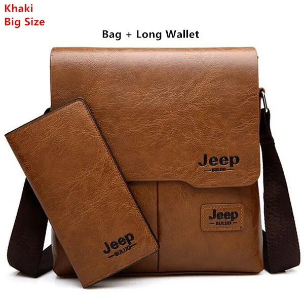 JEEP BULUO Man's Bag 2PC/Set Men Leather Messenger Shoulder Bags Business Crossbody Casual Bags Famous Brand Male Drop Shipping