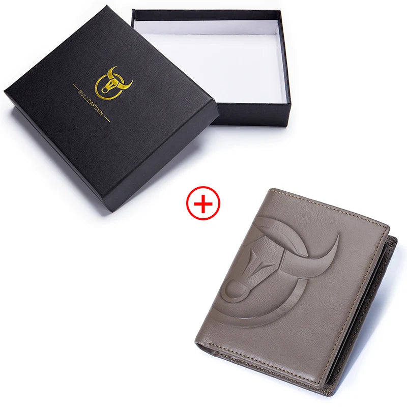 BULLCAPTAIN Fashion Big Logo Man Wallet High Quality RFID Wallet Coin Purse Compact Mini Card Holder Genuine Leather