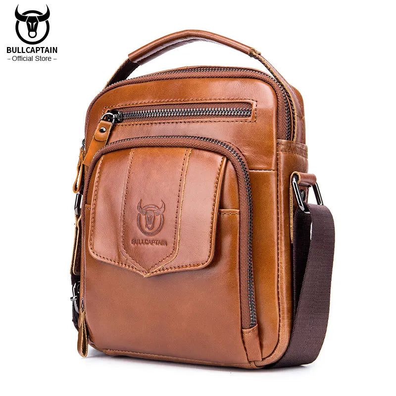 BULLCAPTAIN Genuine Leather Men's Crossbody Bag Business Fashion Men's High Quality Messenger Bag Bolsas Brand Fashion Handbag