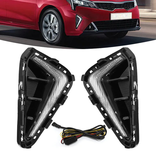 LED DRL for KIA RIO 2021 Fog Lamp Daytime Running Lights Day Daylight Front Bumper Driving Headlights Yellow White Turn Signal