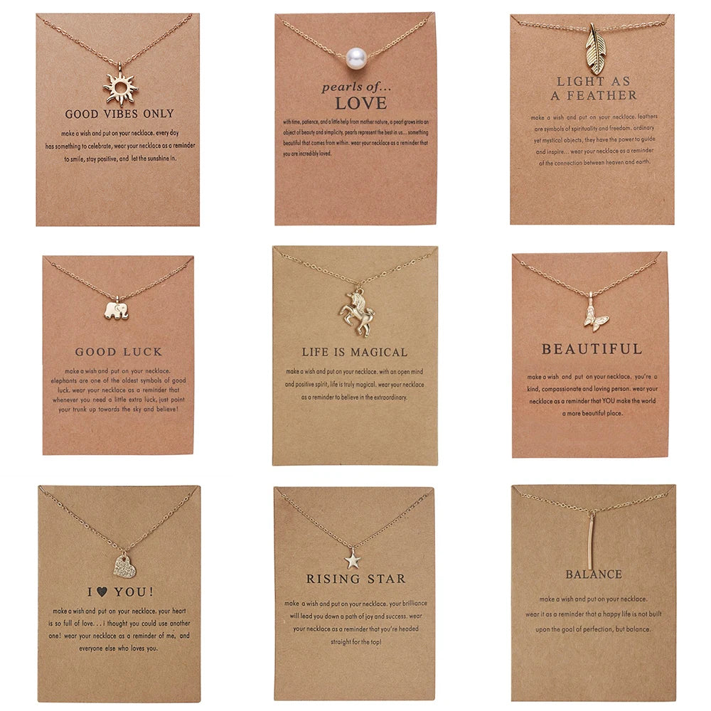 New Trendy Alloy Cute Elegant Sun Star Leaves Bird Butterfly Heart Luck Pendant Necklaces for Women Fashion Accessories Jewelry