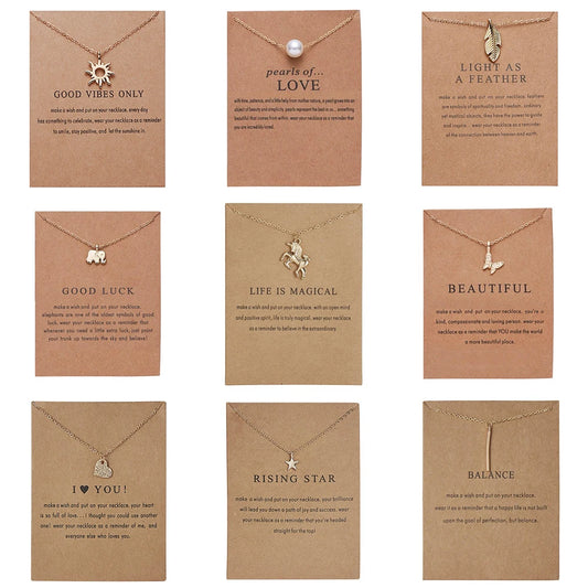New Trendy Alloy Cute Elegant Sun Star Leaves Bird Butterfly Heart Luck Pendant Necklaces for Women Fashion Accessories Jewelry