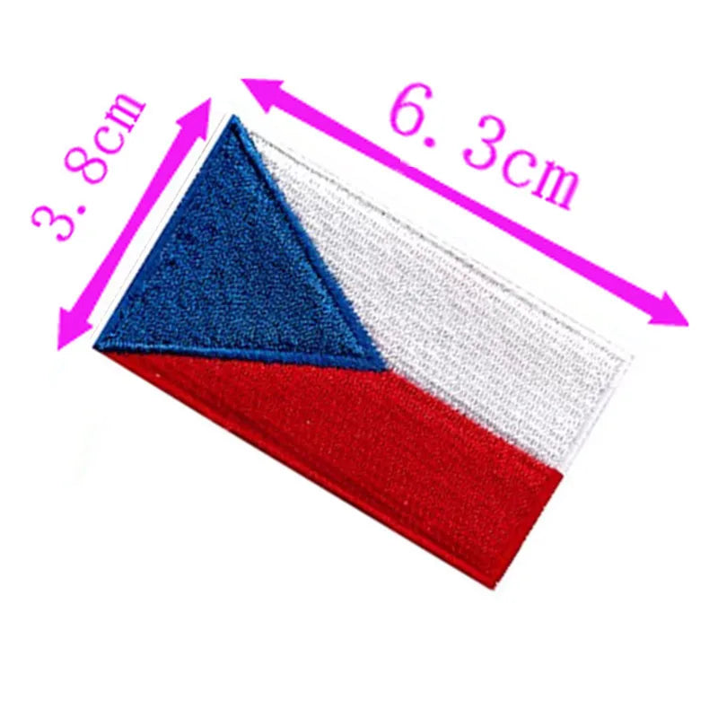 Czech Republic Country Flag Embroidery Patch 6.3cm Wide Iron On Sew On Backing/Hand Craft/World Flag