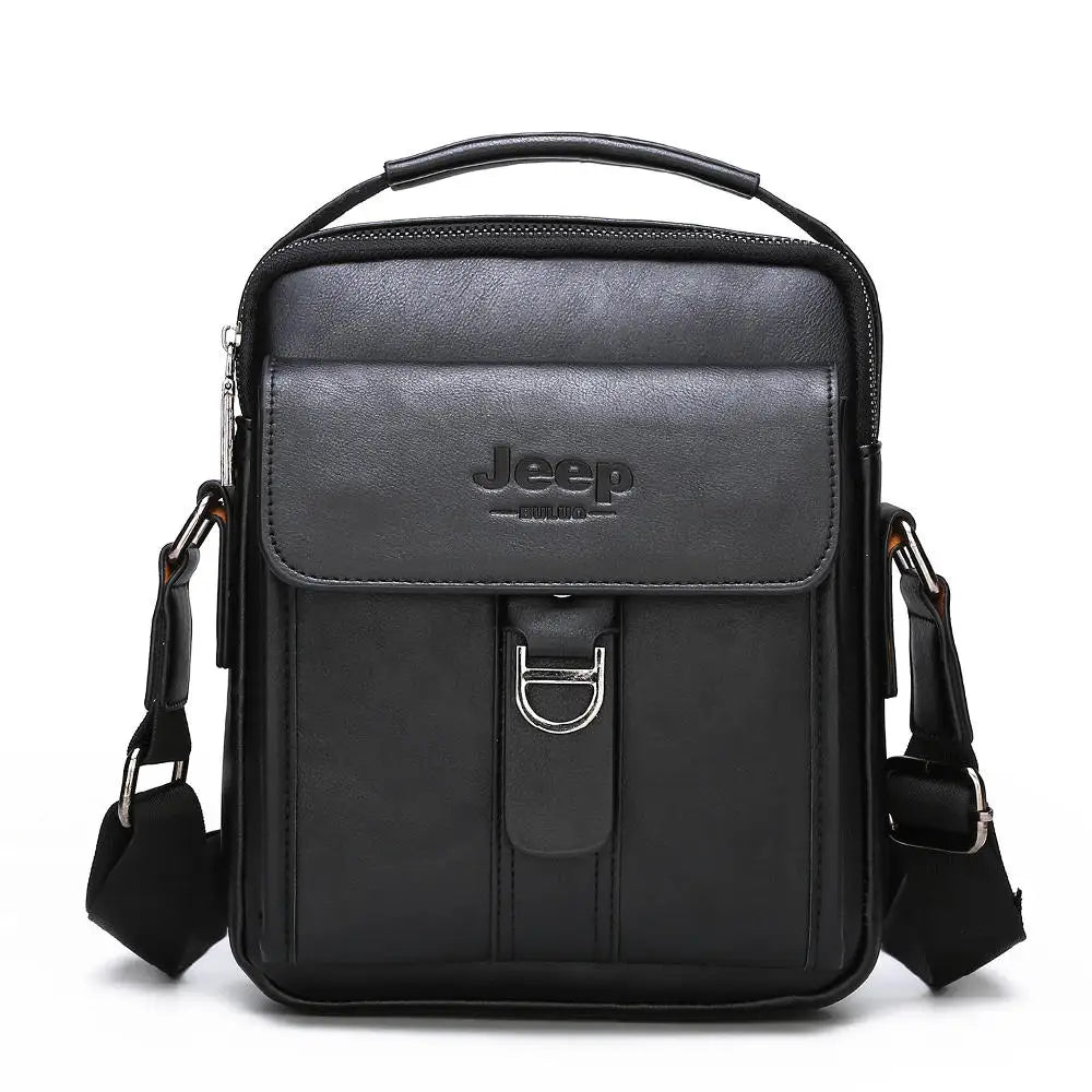 Black JEEPBULUO Brand Casual Leather Crossbody Bags Men Shoulder Messenger Bag