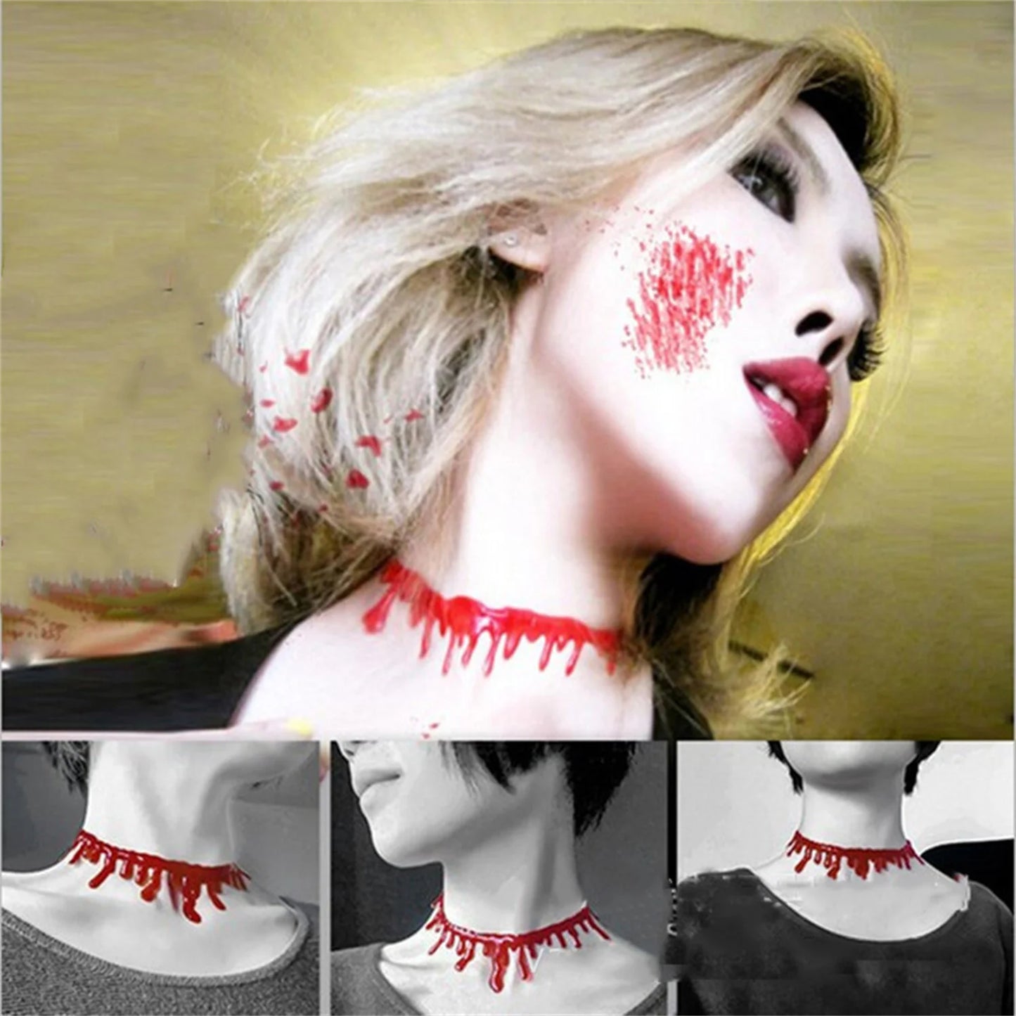 New Fashion Halloween Red Blood Choker Necklace For Women Scary Vampire Dark Cosplay Necklaces Gothic Jewelry Party Gift