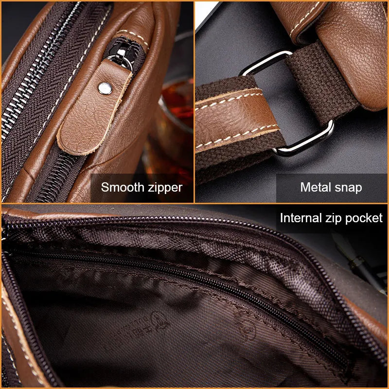BULLCAPTAIN Men's Casual Messenger Bag Men's Headphones Chest Bags Messenger Bag's Leather Chest Bag For Men 2020new Chest Bags