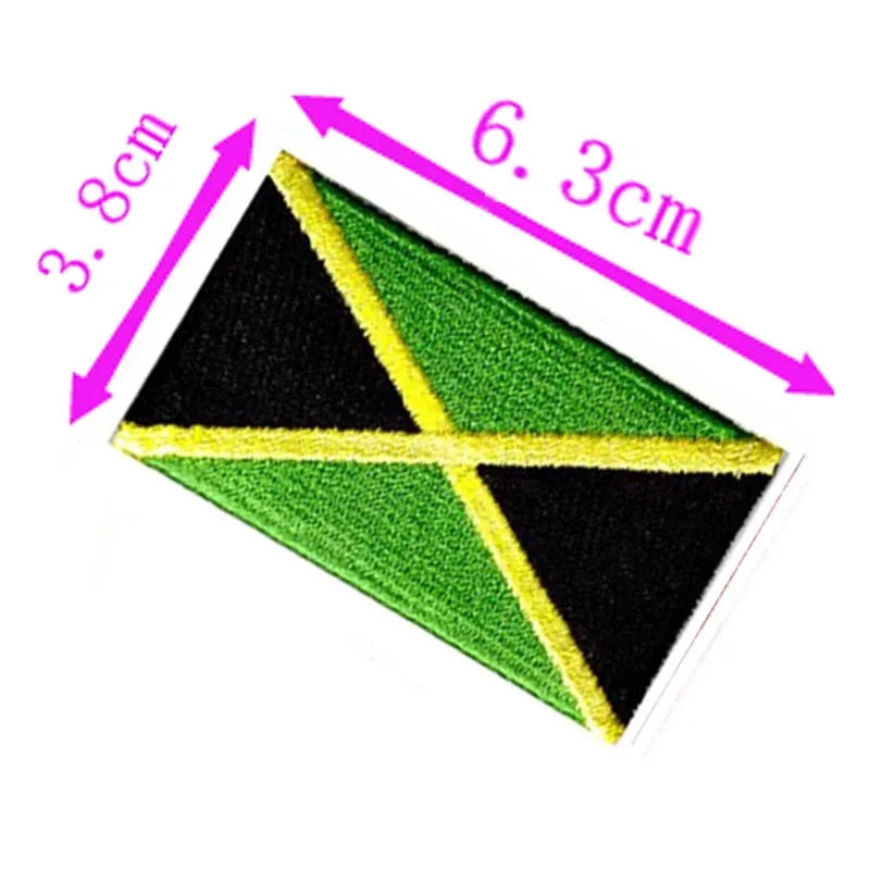 Jamaica Country Flag Embroidery Patch 6.3cm Wide Iron On Sew On Backing