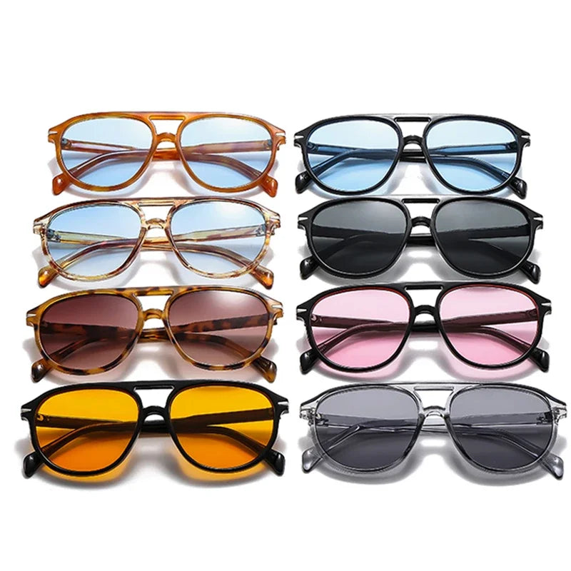 JNPCXI Retro Double Bridges Pilot Men Rivets Sunglasses UV400 Fashion Women Luxury Sun Glasses Black Orange Shades