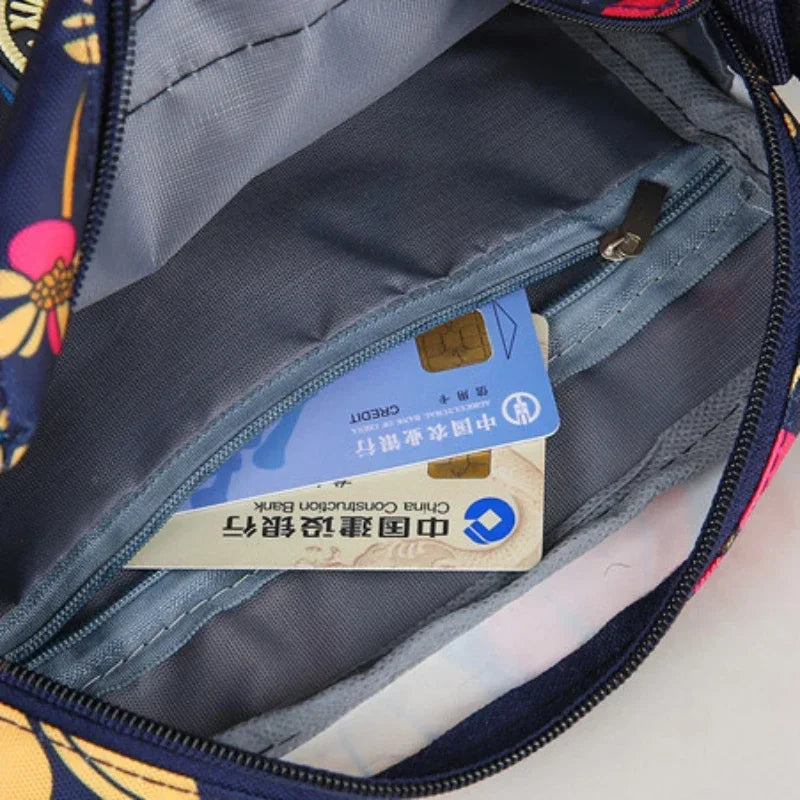 Large Capacity Female Nylon Flower ColorCloth Bag, Single Shoulder Crossbody Bag