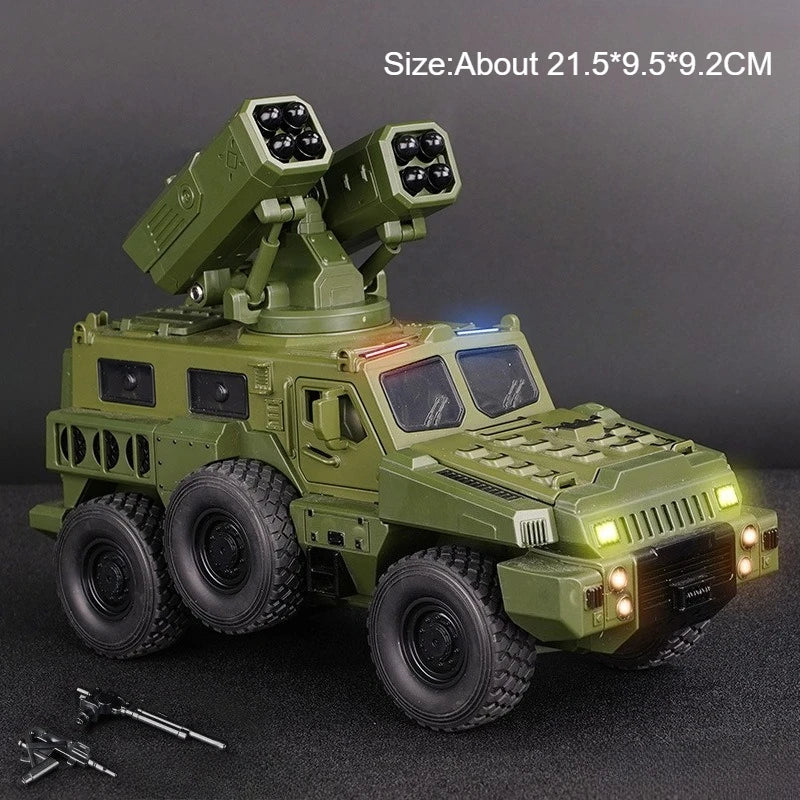 1:50 Alloy Military Armored Vehicles Diecast Model Miniature Toy Light Music Pull Back Doors Opened Car Models for Boy Xmas Gift