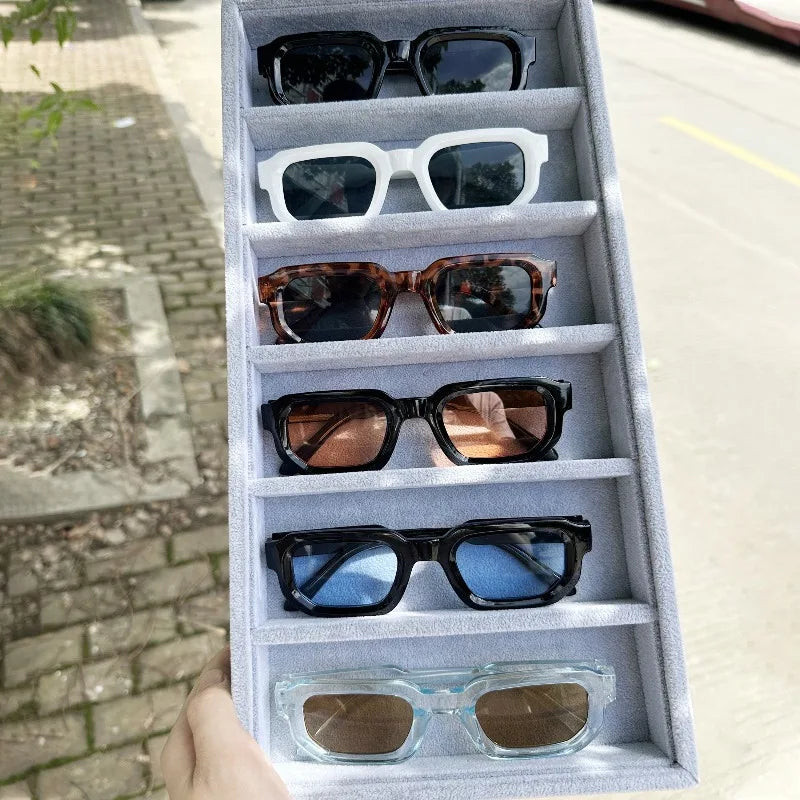 6PCS Retro Men Square Sunglasses For Women Vintage  Sun Glasses Fashion Shades UV400 Eyeglasses