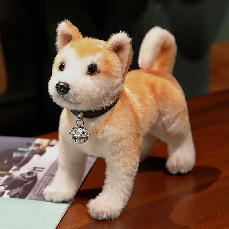 Lifelike Akita Dog Stuffed Animal Plush Toy Cute Simulation Puppy Shiba Inu Fluffy Appease Baby Doll Birthday Gifts For Children