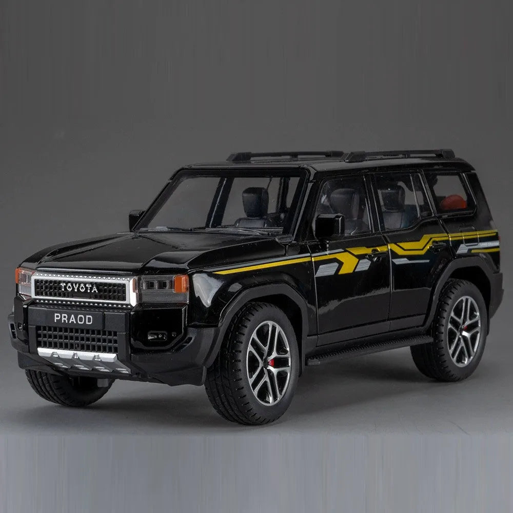 1:24 FJ Cruiser Prado LC250 Car Model Alloy Diecast Toy Doors Opened Sound Light Pull Back Miniature Cars Exquisite Collectibles