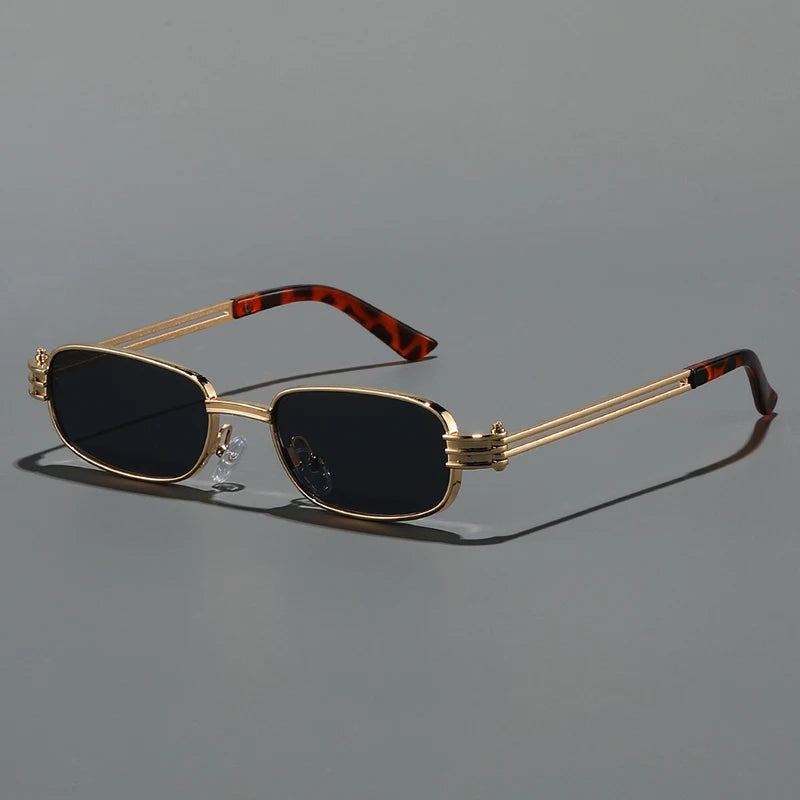 JNPCXI New Ins Popular Fashion Small Rectangle Metal Men Sunglasses Retro Brand Designer Shades UV400 Punk Women Sun Glasses