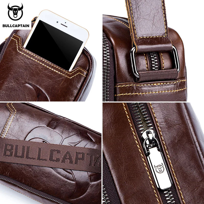 BULLCAPTAIN Brand Men's Crossbody Shoulder Bags High Quality Fashion Male Bages Business Man Messenger Bag Genuine Leather Bag's