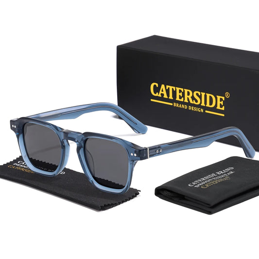CATERSIDE Square Polarized Sunglasses Men Retro Large Acetate Frame Women Sun Glasses Punk Outdoor Driving Travel Eyewear UV400