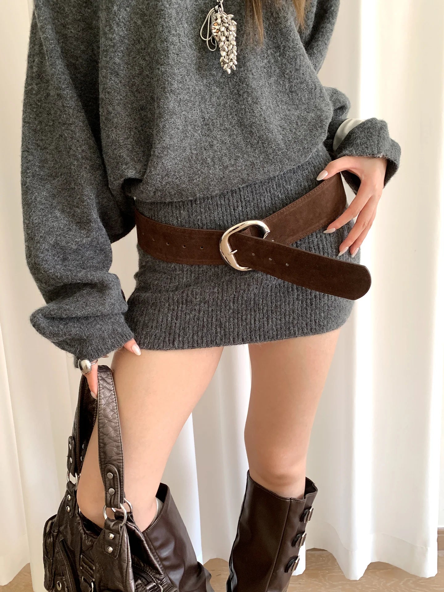 Retro Melange Velvet Wide Belt For Women High-End Sense Accessory To Match Skirts And Jeans Versatile Belt