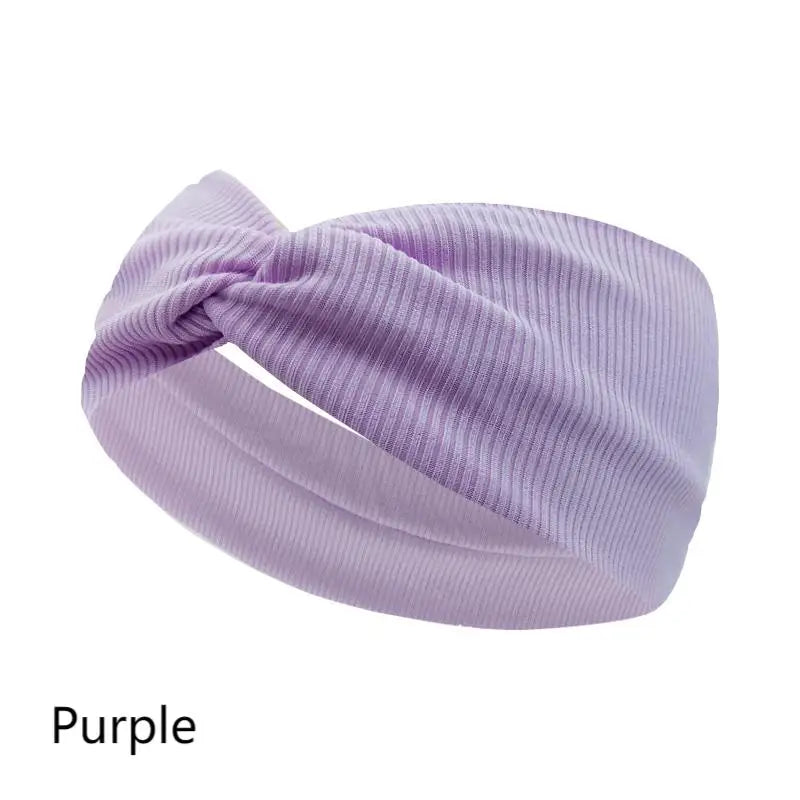 A Silky Threaded Fabric Twist Headband Yoga Workout Running Sport Elastic Hair Bands for Women's Turban Hair Wrap for Girls