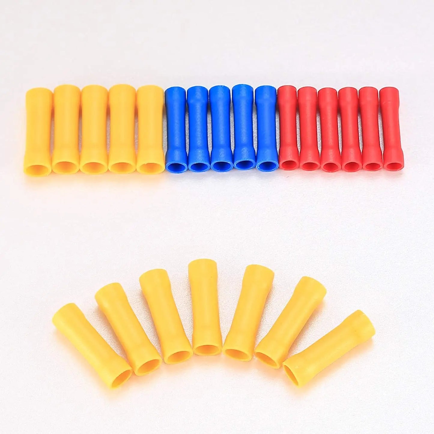 150 Pcs Electrical Butt Connectors Kit, Butt Splice Crimp Wire Connectors, Assorted Insulated Electrical Straight Wire Terminals