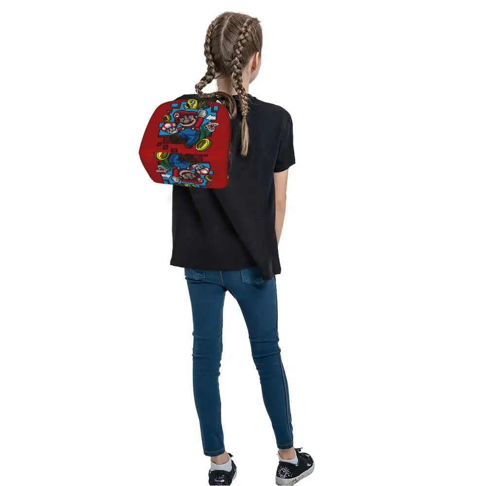 Custom Mario SuperBros Insulated Lunch Bag Reusable Thermal Cooler Lunch Box M15