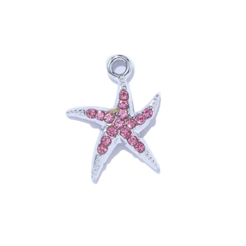 10Pcs Gold Plated Crystal Shell Starfish Charm Pendant for Jewelry Making Bracelet Necklace DIY Accessories Craft Findings