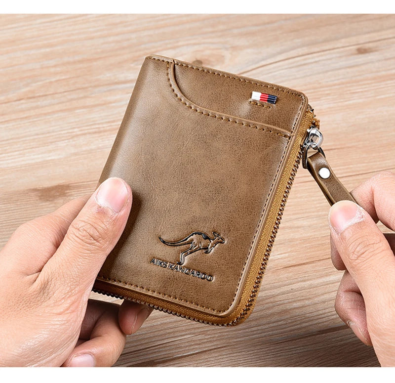 Mens Leather Wallet RFID Card Holder Business Zipper Purse Luxury Secure Wallet