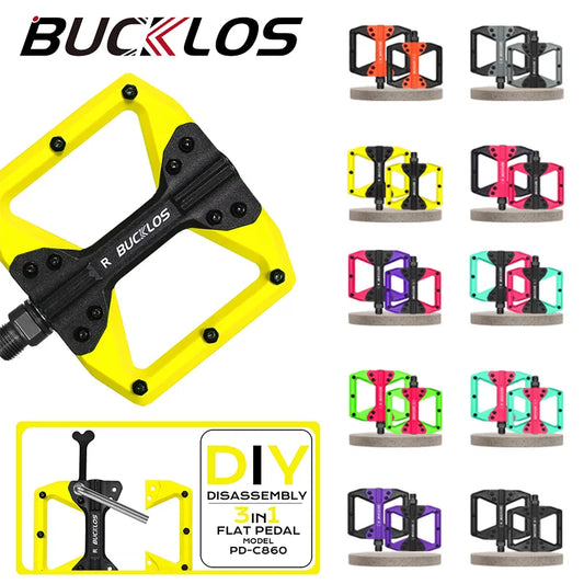 BUCKLOS Widened Nylon Fiber Bicycle Pedals Colourful BMX Mtb Footrest Seal Du Bearing Mountain Road Bike Pedal DIY Cycling Parts