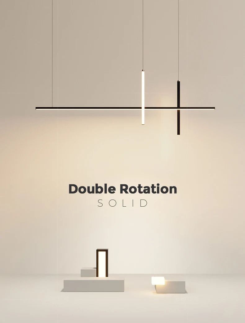 Modern Minimalist Led Chandelier Dimmable Room Kitchen Bar Black Pendant Lights