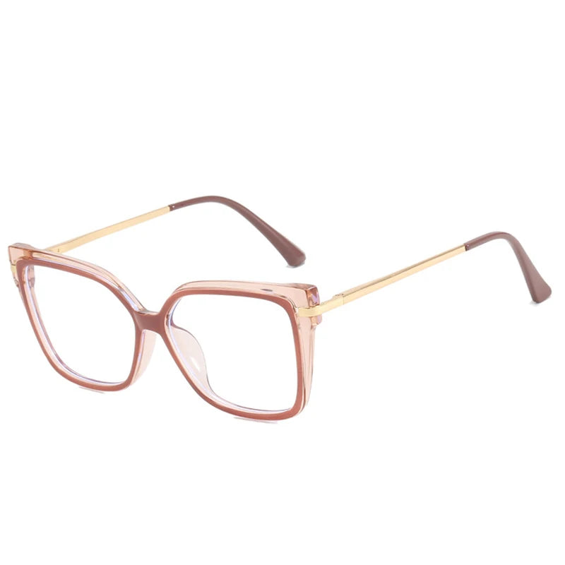 JNPCXI New Retro TR90 Square Women Glasses Frame Double Colors Fashion Leopard Clear Anti-blue Light Optical Eyeglasses