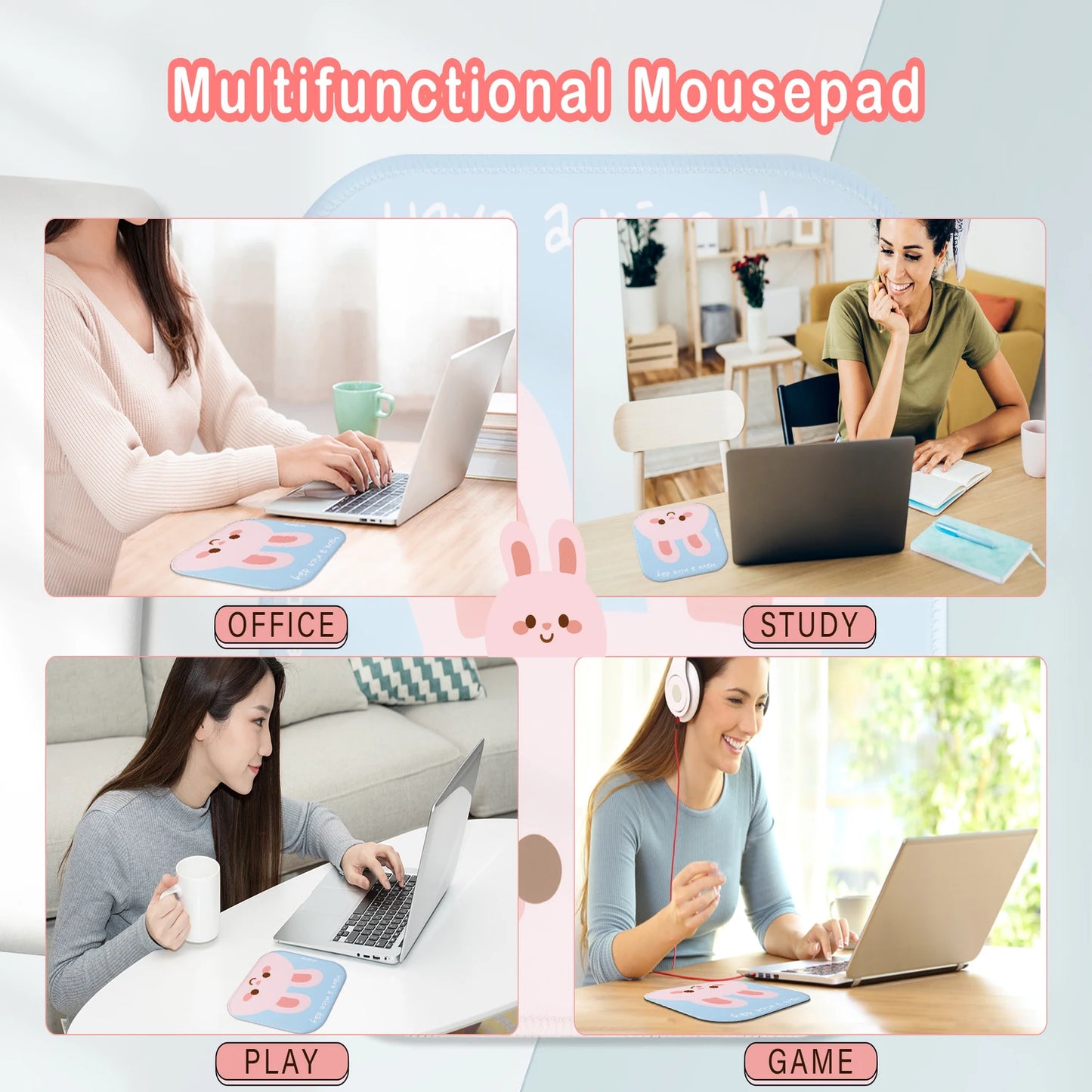 EXCO Cute Mouse Pad Small with Stitched Edge Square Gaming Computer Mousepad Mat Non-Slip Rubber Base for Office Home Portable
