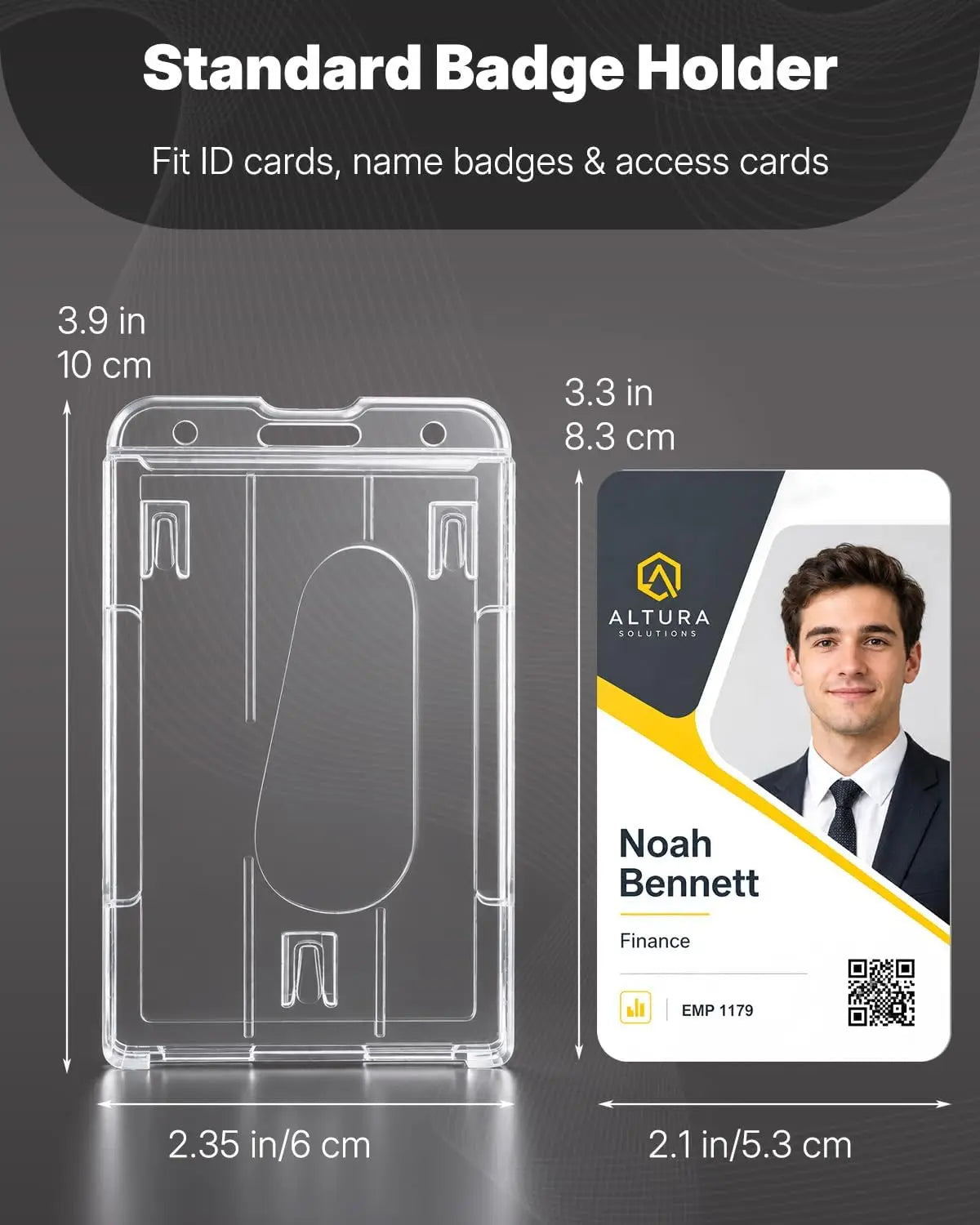 2 Pack Vertical 2-Card Rigid PC Badge Holders, Transparent ID Card Case with Thumb Slot, Easy Remove for Office School Access ID