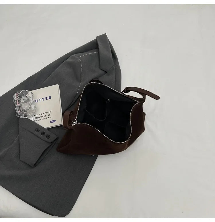 Women's Slouchy Vintage Frosted Suede Shoulder Underarm Bag Simple Tote Bag